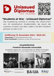 Towards entry "Exhibition “Students at war – Unissued Diplomas” at FAU"